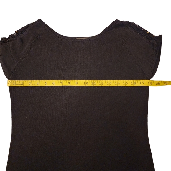 Hadi Collection Black Short Sleeve Sweater With Crochet Sleeve - Picture 10 of 10